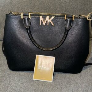 Michael Kors bag Florence Black Leather Satchel handbag